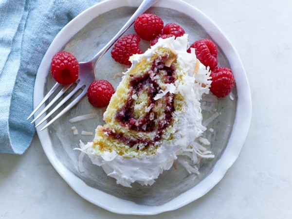 Lemon-coconut matzo jelly roll