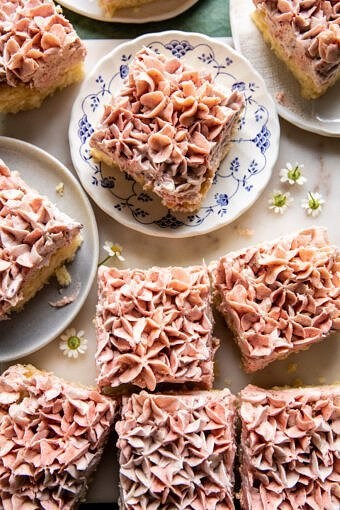 Lemon coconut vanilla sheet cake