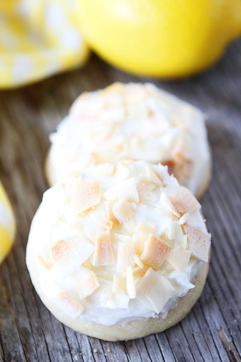 Lemon cookies with toasted coconut frosting