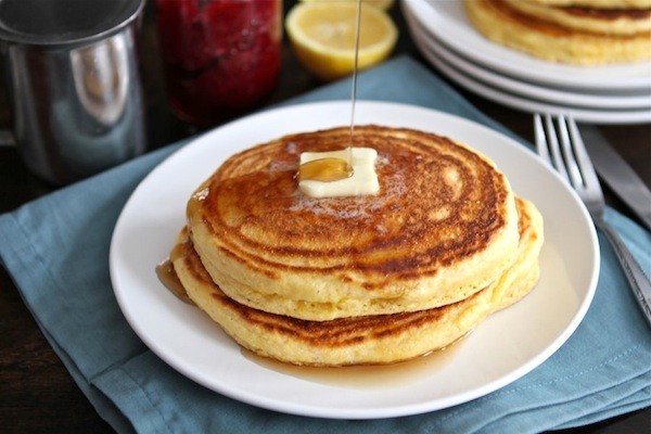 Lemon cornmeal pancakes