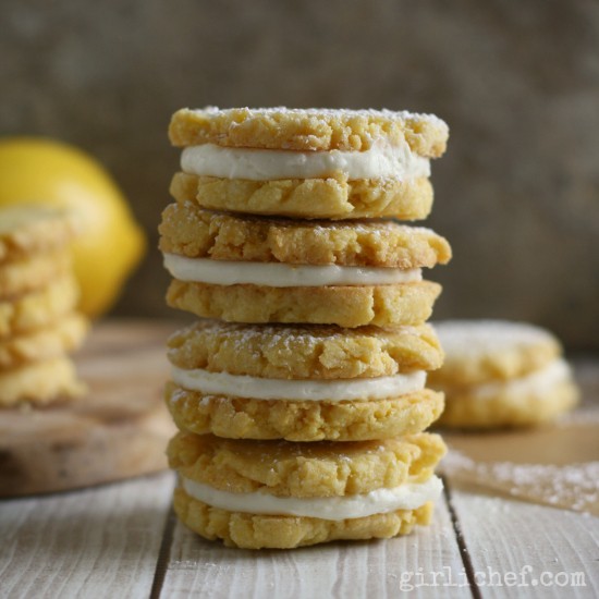 Lemon cornmeal sandwich cookies
