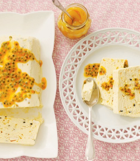 Lemon curd and passion fruit ice cream