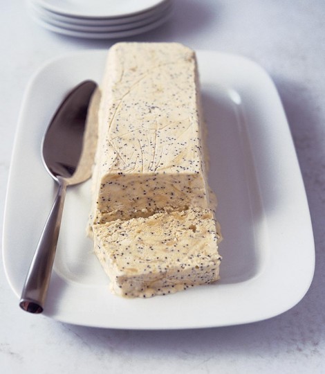 Lemon curd and poppy seed ice cream loaf