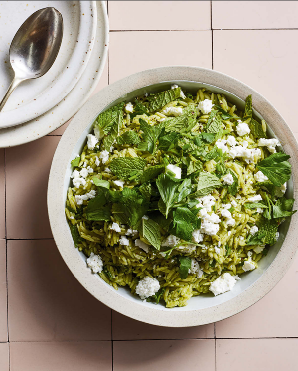 Lemon feta herby orzo