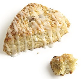 Lemon-glazed banana scones with crystallized ginger