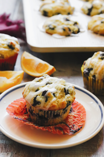 Lemon-glazed blueberry muffins