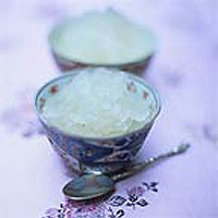Lemon grass granita with lychees