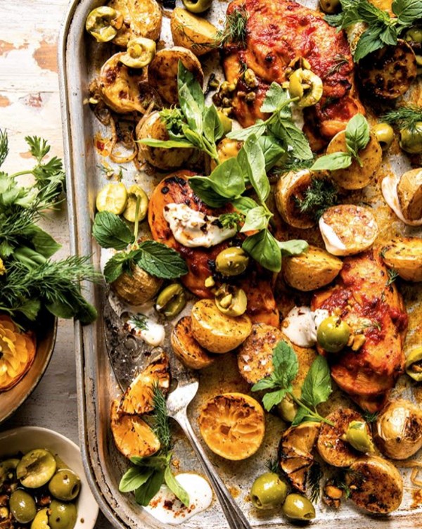 Lemon harissa chicken with olives