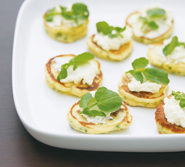 Lemon herb fritters with goat's cheese