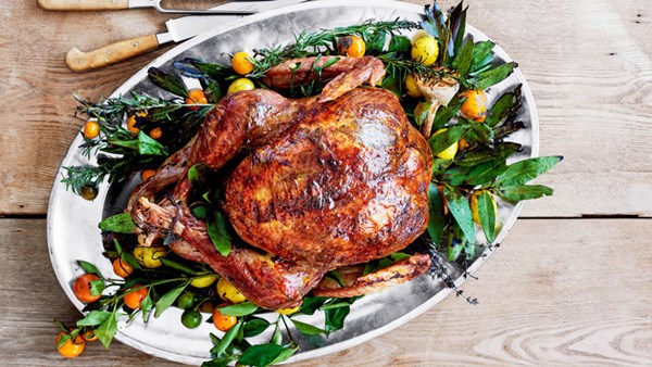 Lemon-herb turkey with bay butter