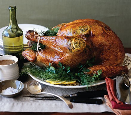 Lemon-herb turkey with lemon-garlic gravy