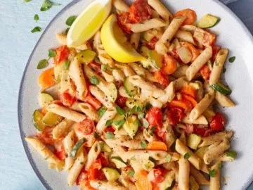 Lemon hummus pasta