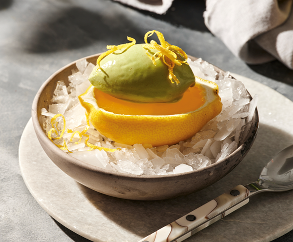 Lemon jellies with sorrel-yoghurt sorbet