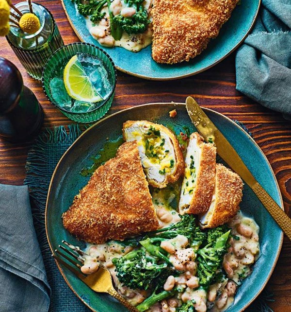 Lemon Kyiv with white bean braise