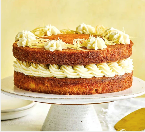 Lemon layer cake with soft cheese icing