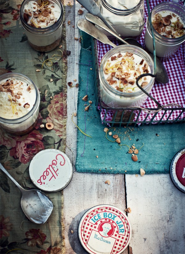 Lemon, lime and ginger mousse with hazelnut crunch