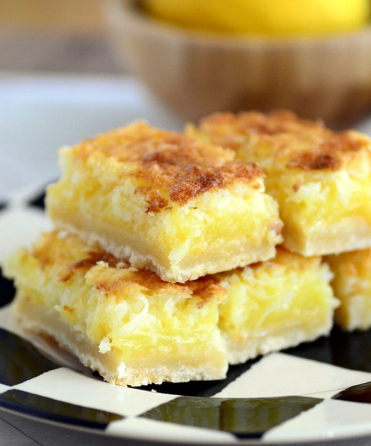 Lemon lime coconut bars with shortbread crust