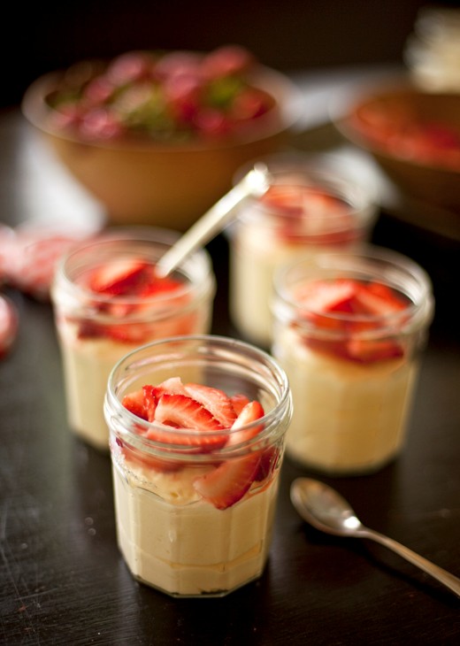 Lemon-lime mousse with fresh strawberries