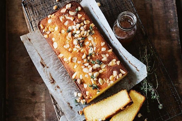 Lemon, macadamia, thyme & ricotta cake