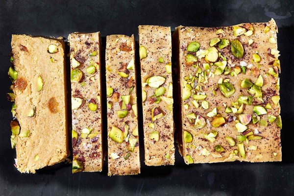 Lemon-maple halvah with pistachio and apricot