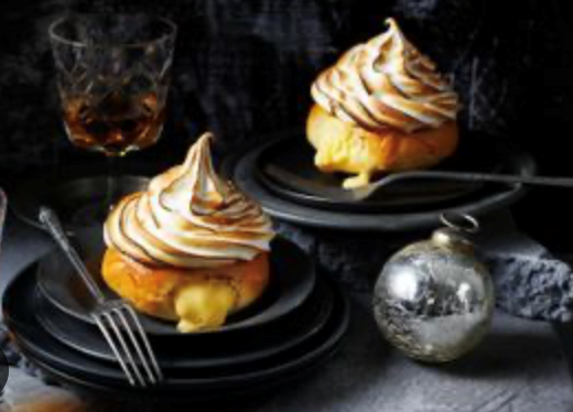 Lemon meringue bombe Alaska doughnuts