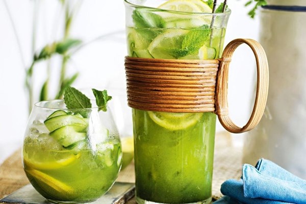 Lemon, mint & cucumber grappa cocktail