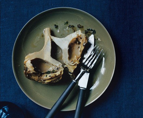 Lemon mint braised artichokes