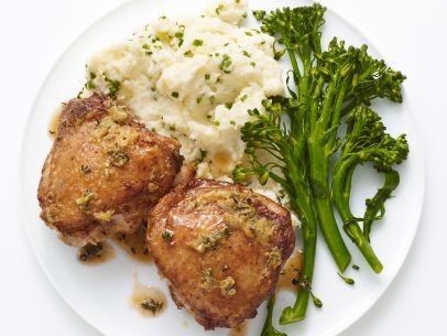 Lemon-mustard chicken with chive mashed potatoes