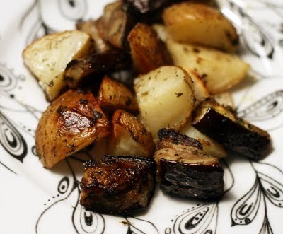 Lemon-oregano roasted eggplant & potato
