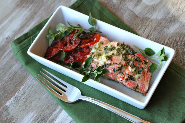 Lemon-oregano salmon with roasted tomatoes