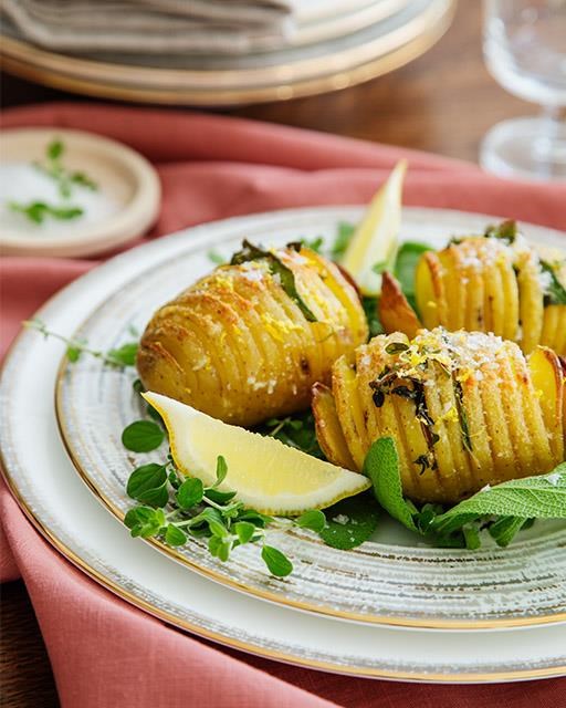 Lemon, Parmesan & herb Hasselback potatoes