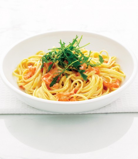 Lemon, Parmesan and smoked salmon linguine