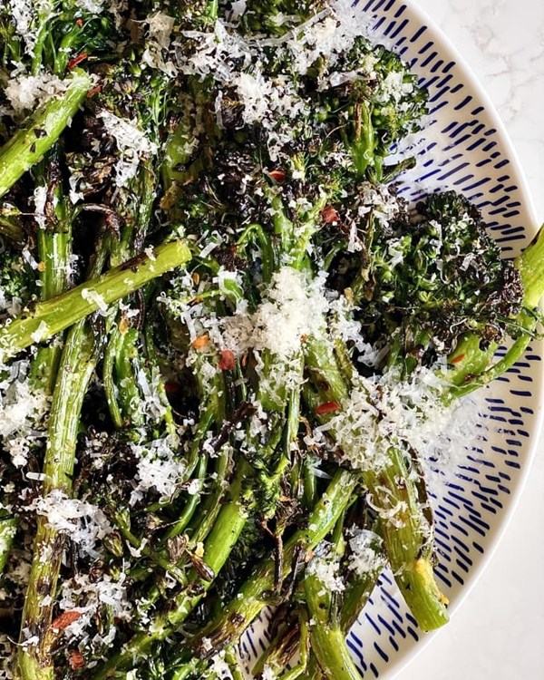 Lemon-Parmesan grilled broccolini