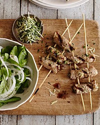 Lemon-Parmesan veal rolls with arugula salad