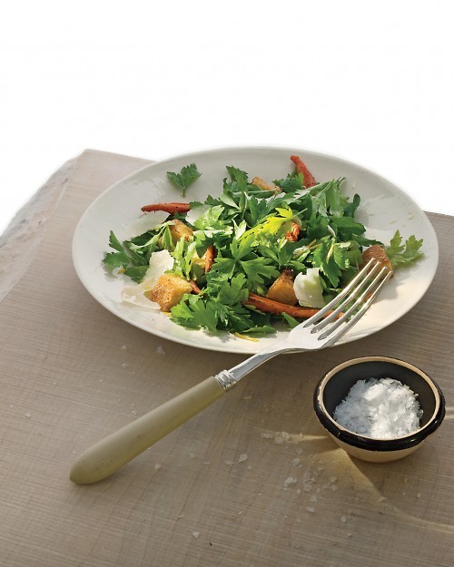 Lemon, parsley & Parmesan + charred carrots & croutons