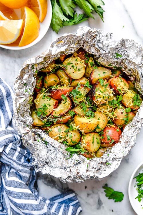 Lemon-parsley potatoes in foil