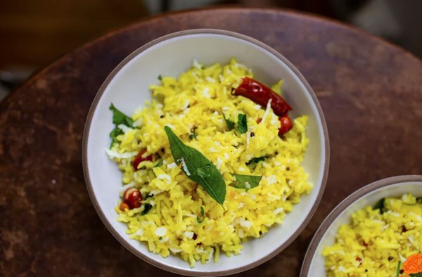 Lemon peanut rice (Nimbehannu chitranna)