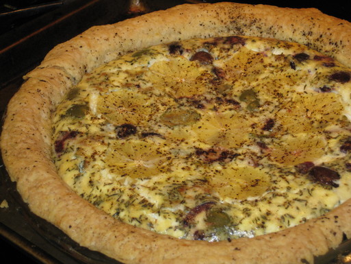Lemon pepper and olive quiche
