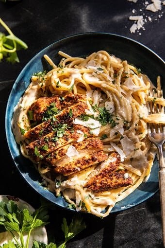 Lemon pepper Cajun chicken fettuccine Alfredo