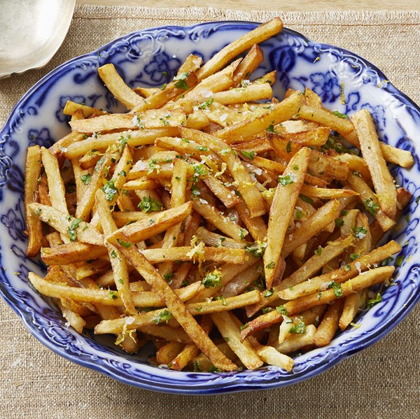Lemon-pepper shoestring fries