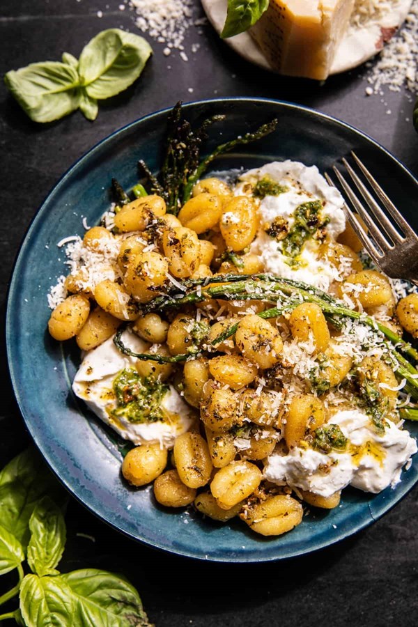 Lemon pesto burrata and brown butter gnocchi