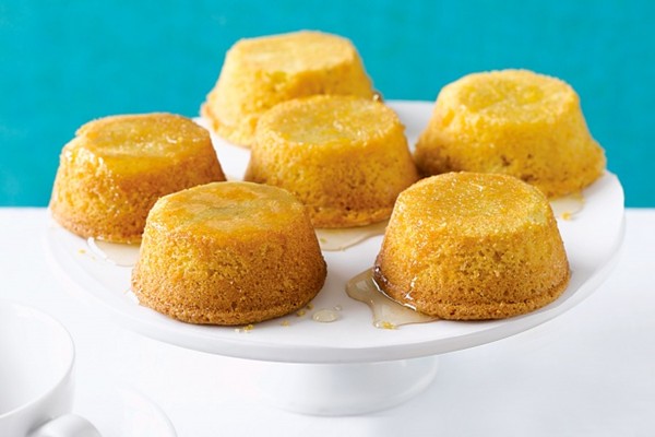 Lemon polenta syrup cakes