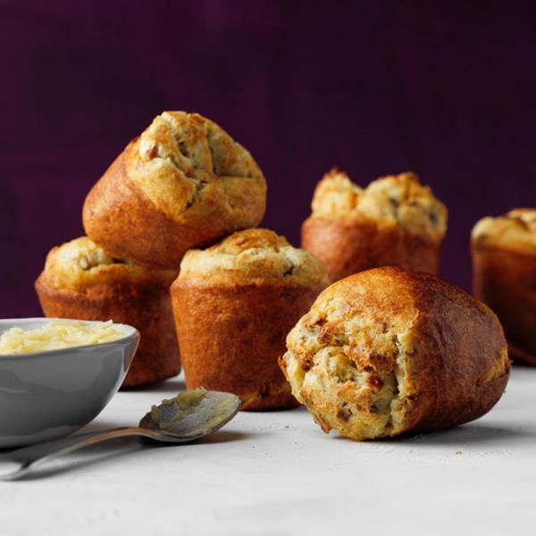 Lemon popovers with pecan honey butter