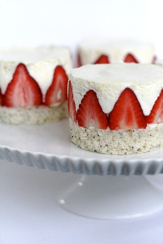 Lemon poppy seed cakes with lemon mousse