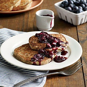 Lemon-poppy seed pancakes with blueberry compote