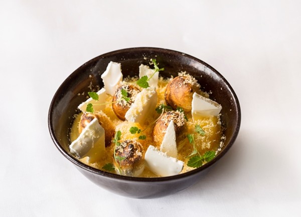 Lemon posset with caramelised white chocolate and meringue