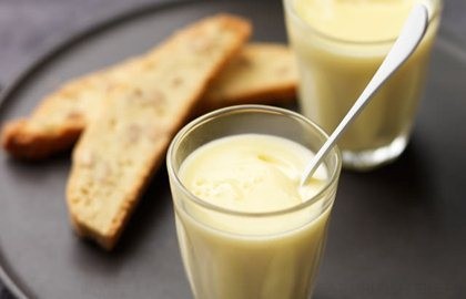 Lemon posset with fennel biscotti