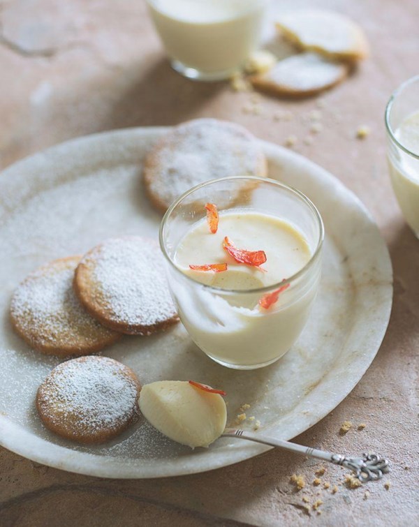 Lemon posset with fennel shortbread thins