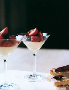 Lemon posset with summer berries and spiced shortbread