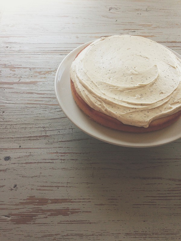 Lemon pound cake with lemon poppy seed buttercream